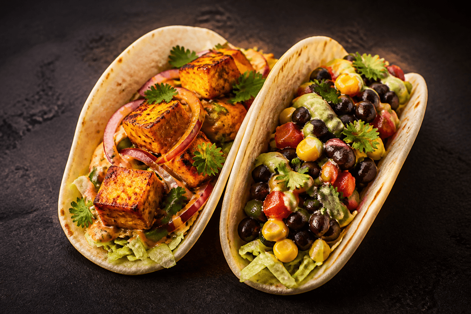 2 Mix Veg Tacos (Paneer Tikka + Mexican Beans)